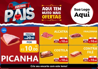Modelo de Encarte para Encarte A4 Horizontal com o tema Dia dos Pais para Açougue