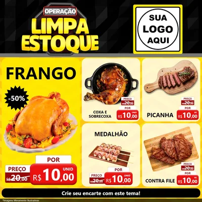 Modelo de Rede Social para Feed Facebook com o tema Operação Limpa Estoque para Assados