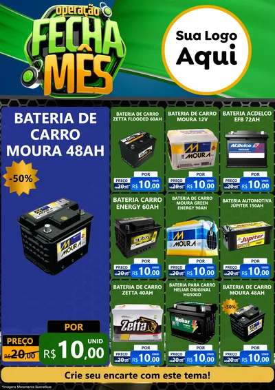 Modelo de Encarte para Encarte A4 Vertical com o tema Operação Fecha Mês para Baterias Elétricas
