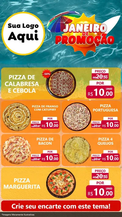 Modelo de TV para TV Vertical com o tema Janeiro de Promoção para Pizzaria