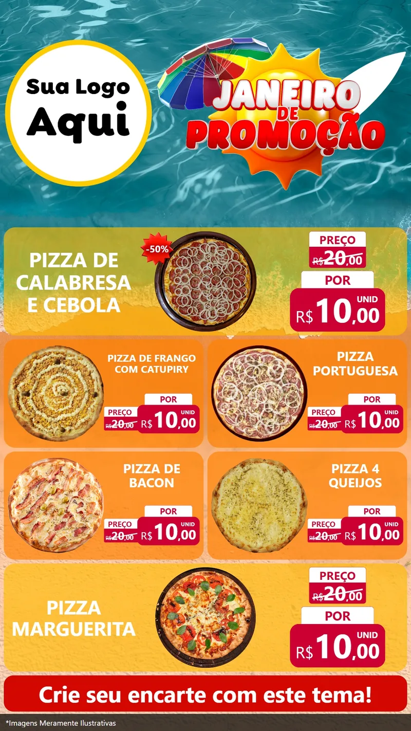 Modelo de TV para TV Vertical com o tema Janeiro de Promoção para Pizzaria