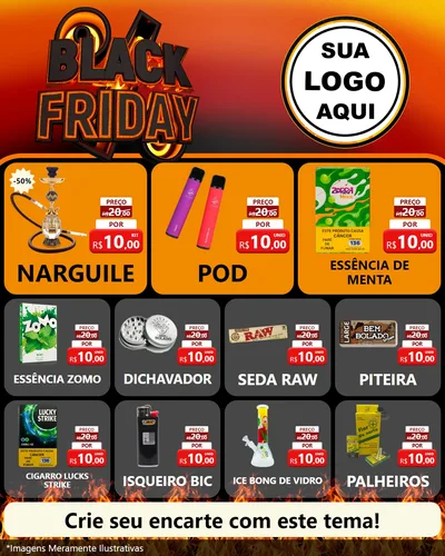 Modelo de Rede Social para Feed Instagram com o tema Black Friday para Tabacaria