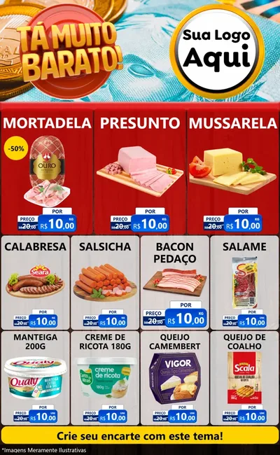 Modelo de Encarte para Encarte Grande com o tema Está Muito Barato para Frios e Laticínios