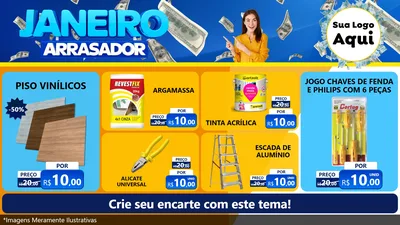 Modelo de TV para TV Horizontal com o tema Janeiro Arrasador para Material para Construção