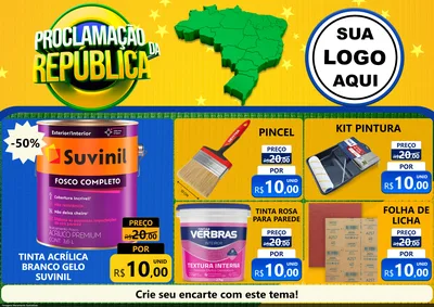 Modelo de Encarte para Encarte A4 Horizontal com o tema Proclamação da República para Tintas e Ferramentas