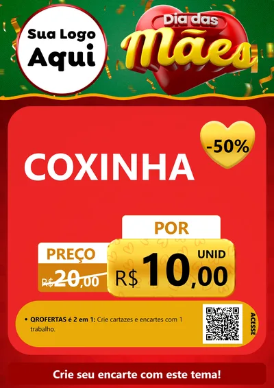 Modelo de Cartaz para Cartaz A4 Vertical com o tema Dia das Mães para Salgadaria