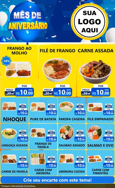 Modelo de Encarte para Encarte Grande com o tema Mês de Aniversário para Restaurante