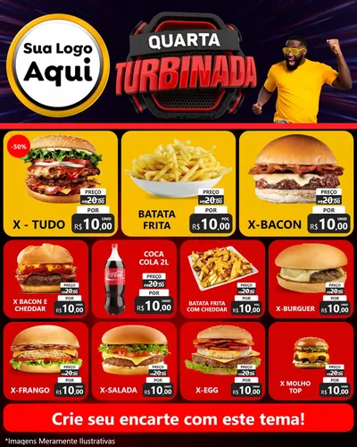 Modelo de Rede Social para Feed Instagram com o tema Quarta Turbinada para Hamburgueria