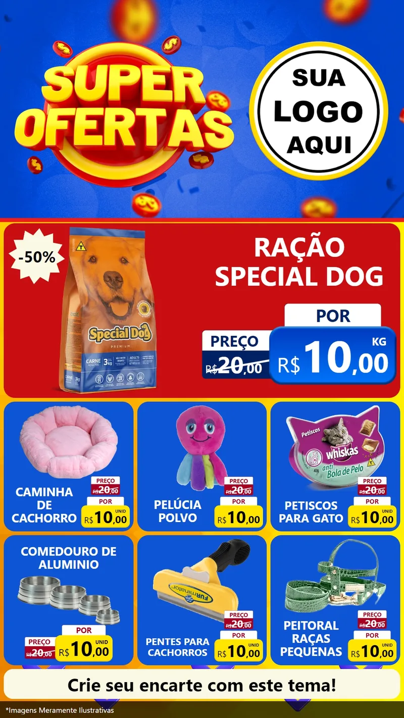 Modelo de Rede Social para Stories com o tema Super Ofertas para Pet Shop