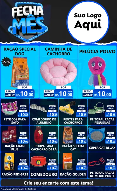 Modelo de Encarte para Encarte Grande com o tema Fecha Mês para Pet Shop