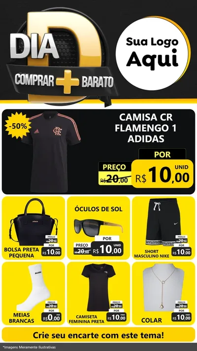 Modelo de Rede Social para Stories com o tema Dia D Mais Economia para Roupas e acessórios
