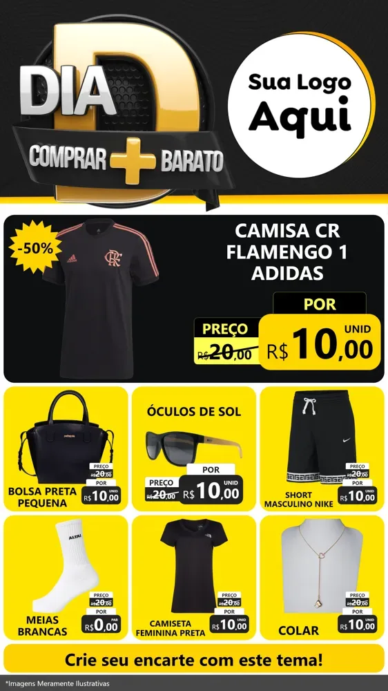Modelo de Rede Social para Stories com o tema Dia D Mais Economia para Roupas e acessórios