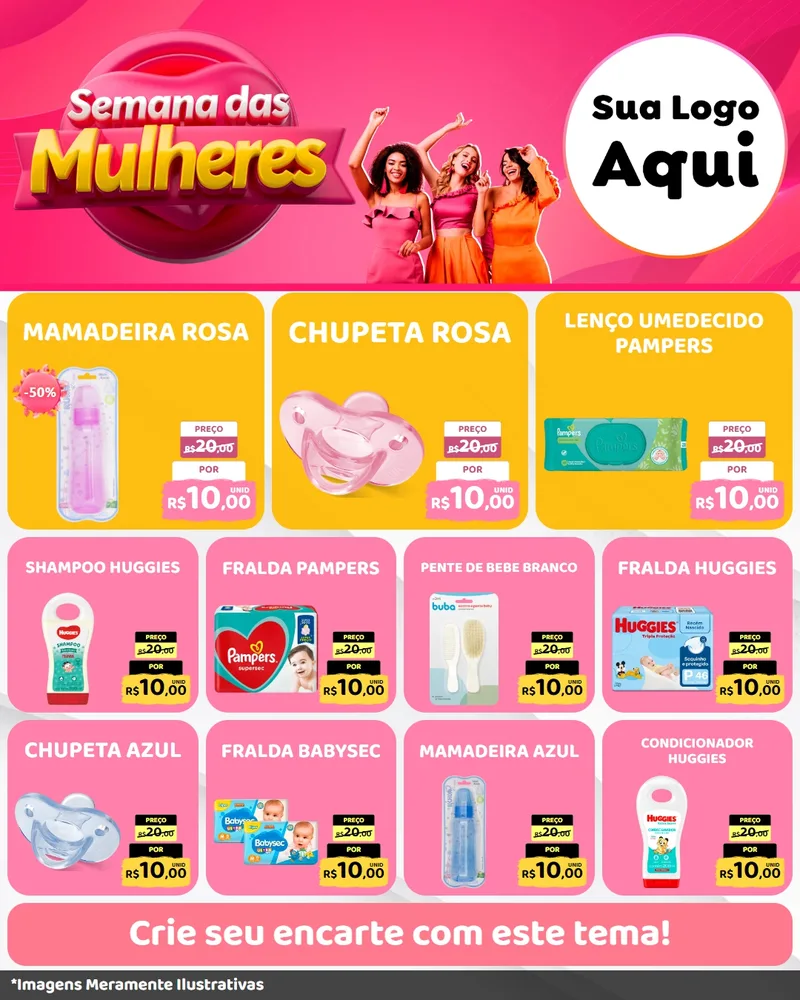 Modelo de Rede Social para Feed Instagram com o tema Semana das Mulheres para Bebês