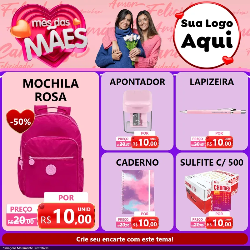 Modelo de Rede Social para Feed Facebook com o tema Mês Das Mães para Papelaria