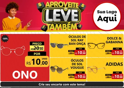 Modelo de Encarte para Encarte A4 Horizontal com o tema Aproveite e Leve Também para Óticas