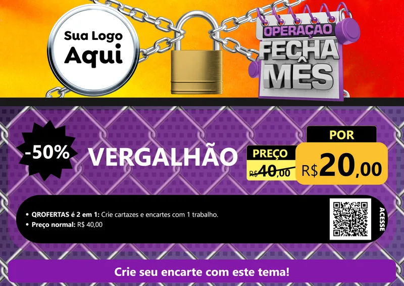 Modelo de Cartaz para Cartaz A4 Horizontal com o tema Operação Fecha Mês para Ferragens