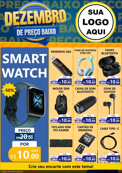 Modelo de Encarte para Encarte A4 Vertical com o tema Dezembro de Preço Baixo para Informática