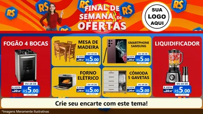 Modelo de TV para TV Horizontal com o tema Final de Semana de Ofertas para Móveis e Eletro