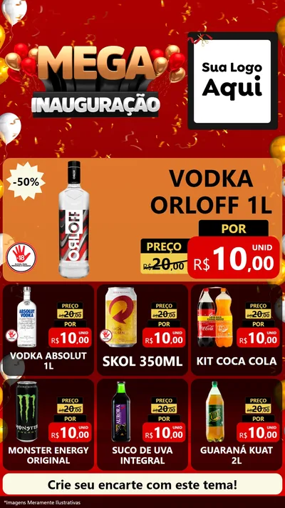 Modelo de Rede Social para Stories com o tema Mega Inauguração para Distribuidora de bebidas