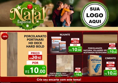 Modelo de Encarte para Encarte A4 Horizontal com o tema Natal Especial para Pisos e revestimentos