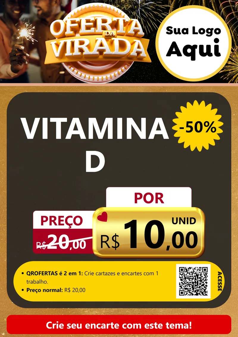 Modelo de Cartaz para Cartaz A4 Vertical com o tema Oferta da Virada para Farmácia