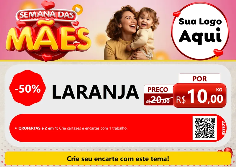 Modelo de Cartaz para Cartaz A4 Horizontal com o tema Semana das Mães para Hortifrúti