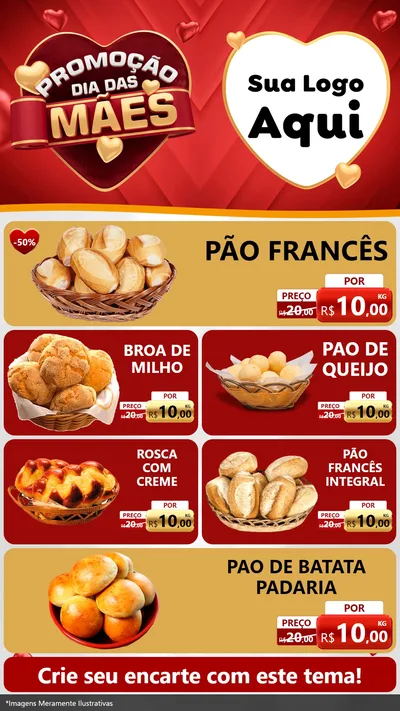 Modelo de TV para TV Vertical com o tema Promoção Dia das Mães para Padaria