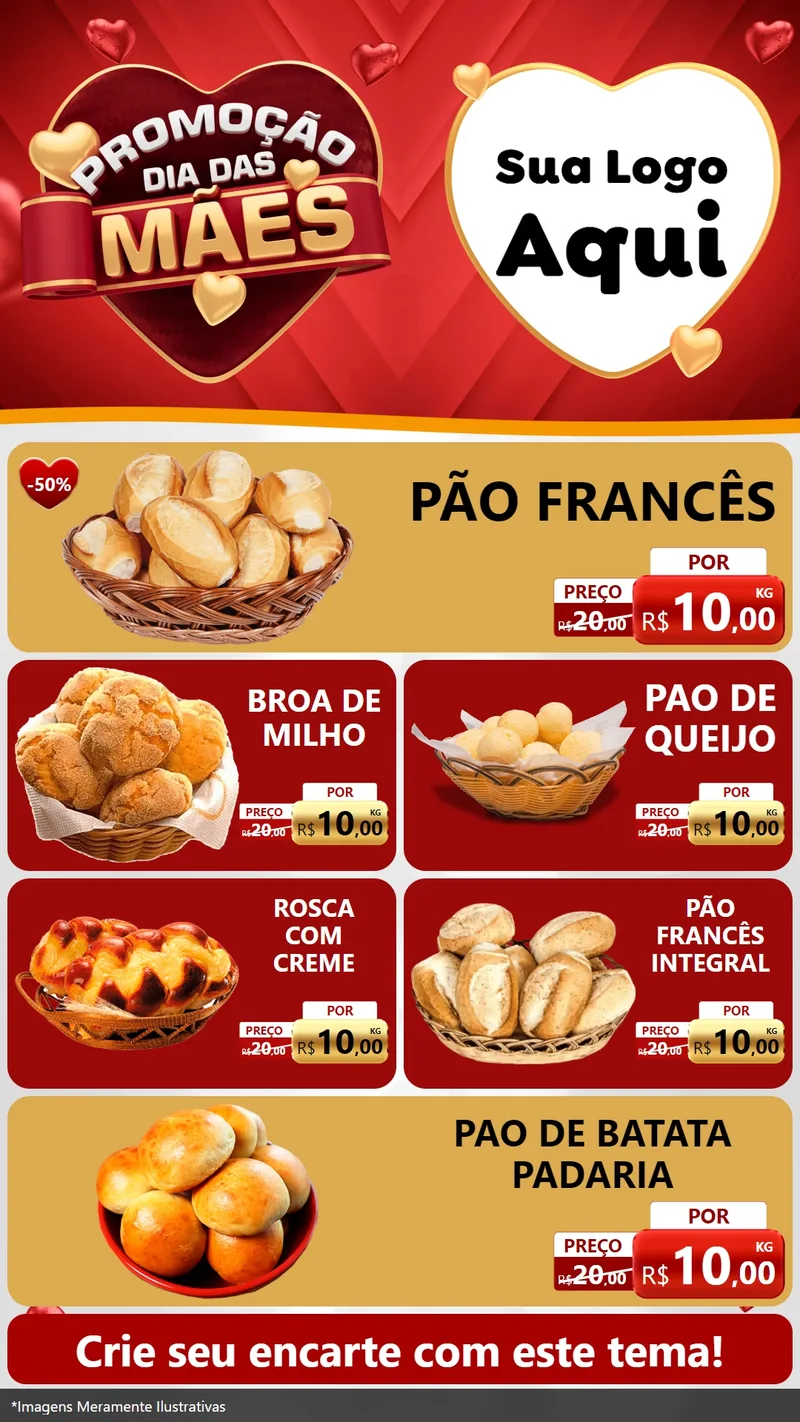 Modelo de TV para TV Vertical com o tema Promoção Dia das Mães para Padaria