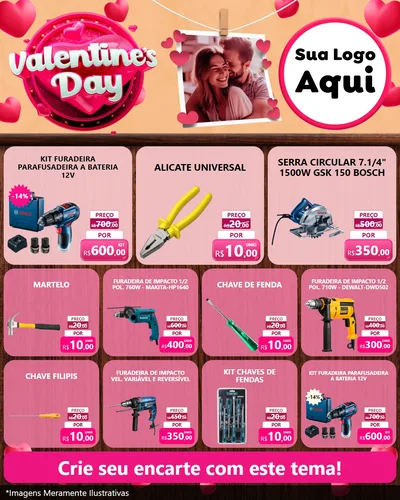 Modelo de Rede Social para Feed Instagram com o tema Valentine's Day para Maquinas e Ferramentas