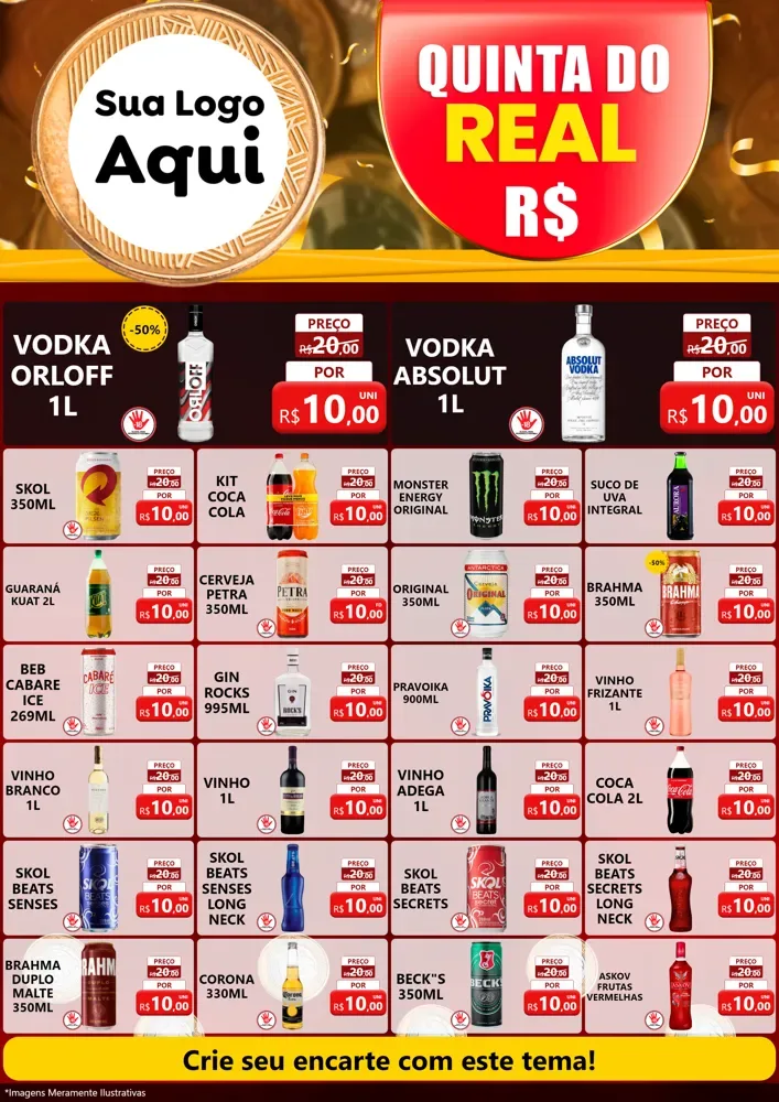 Modelo de Encarte para Encarte A4 Vertical com o tema Quinta do Real para Distribuidora de bebidas