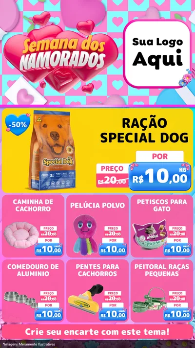 Modelo de Rede Social para Stories com o tema Semana dos Namorados para Pet Shop