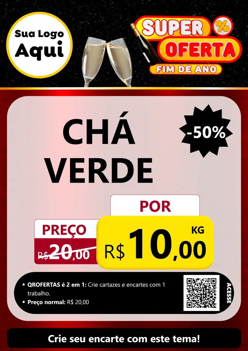 Modelo de Cartaz para Cartaz A4 Vertical com o tema Super Oferta Fim de Ano para Produtos Naturais