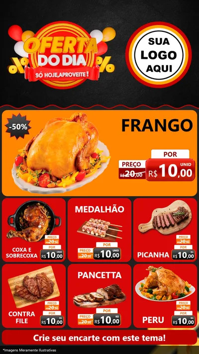 Modelo de Rede Social para Stories com o tema Oferta do Dia - Só hoje, Aproveite! para Assados