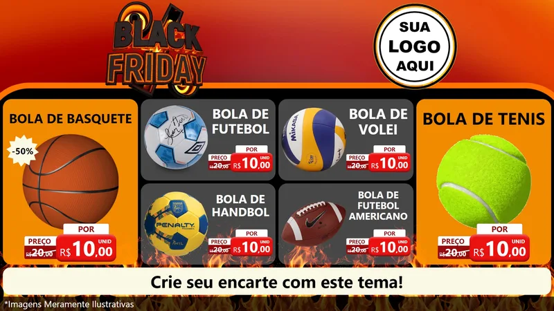 Modelo de TV para TV Horizontal com o tema Black Friday para Artigos Esportivos