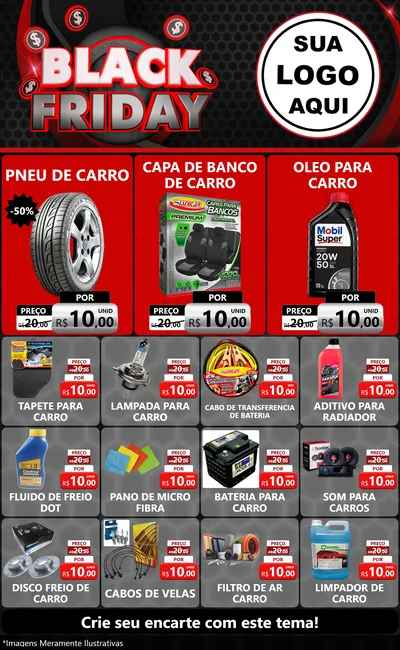 Modelo de Encarte para Encarte Grande com o tema Black Friday para Auto peças