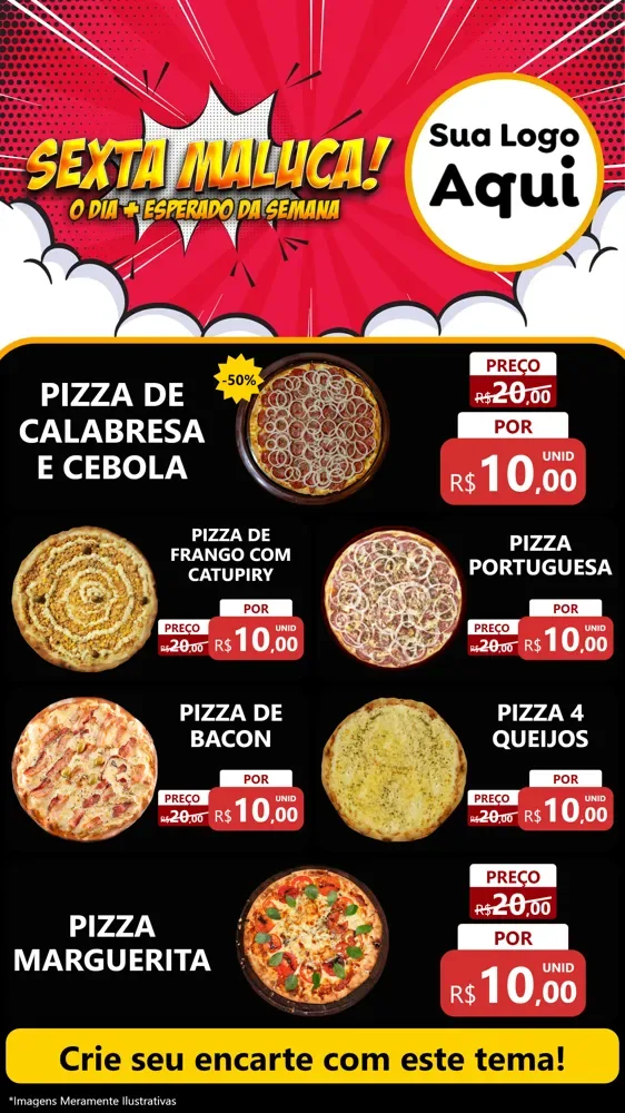 Modelo de TV para TV Vertical com o tema Sexta Maluca! para Pizzaria