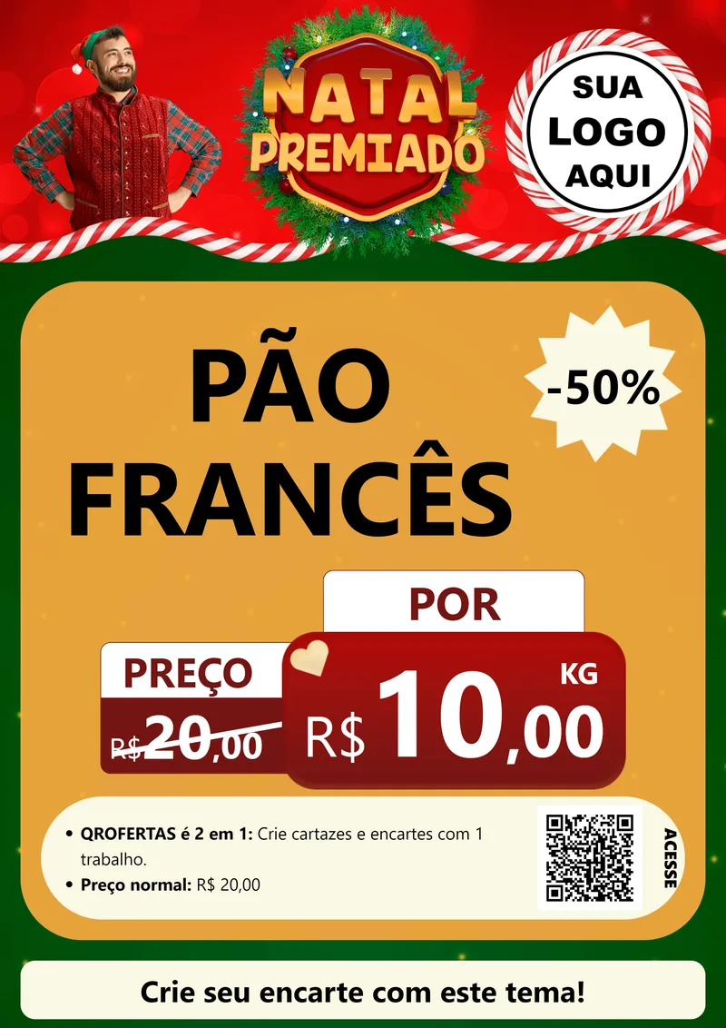 Modelo de Cartaz para Cartaz A4 Vertical com o tema Natal Premiado para Padaria