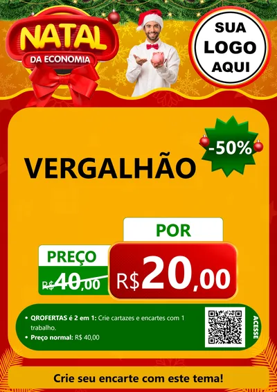 Modelo de Cartaz para Cartaz A4 Vertical com o tema Natal da Economia para Ferragens