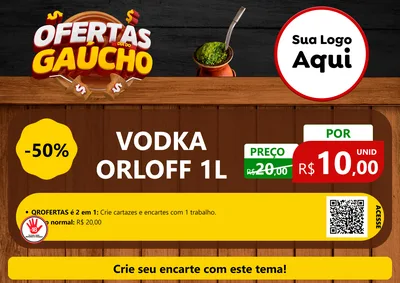 Modelo de Cartaz para Cartaz A4 Horizontal com o tema Ofertas Dia do Gaúcho para Distribuidora de bebidas