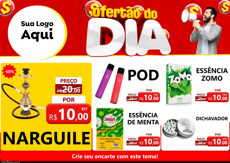 Modelo de Encarte para Encarte A4 Horizontal com o tema Ofertão do dia para Tabacaria