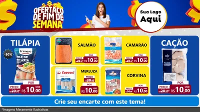 Modelo de TV para TV Horizontal com o tema Ofertaço de Fim de Semana para Peixaria