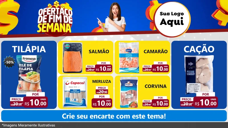 Modelo de TV para TV Horizontal com o tema Ofertaço de Fim de Semana para Peixaria