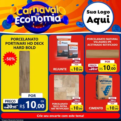 Modelo de Rede Social para Feed Facebook com o tema Carnaval da Economia para Pisos e revestimentos