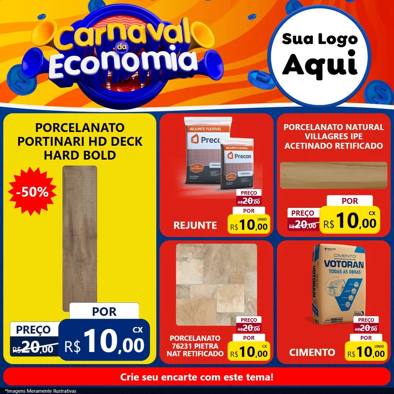 Modelo de Rede Social para Feed Facebook com o tema Carnaval da Economia para Pisos e revestimentos