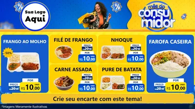Modelo de TV para TV Horizontal com o tema Mês do Consumidor para Restaurante