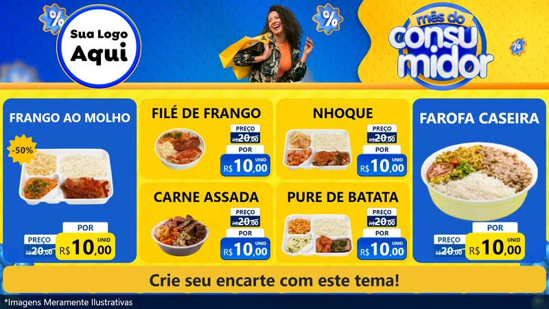 Modelo de TV para TV Horizontal com o tema Mês do Consumidor para Restaurante