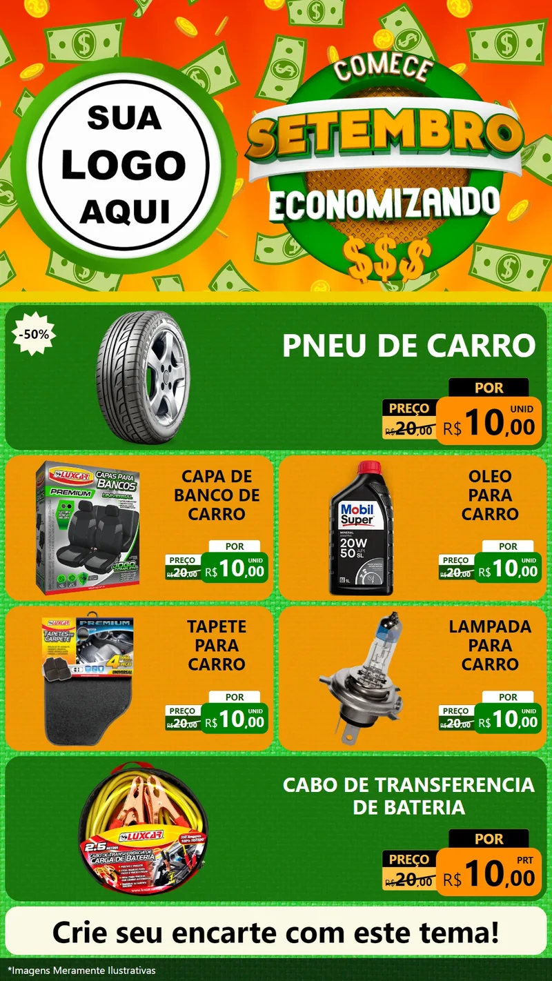 Modelo de TV para TV Vertical com o tema Comece Setembro Economizando para Auto peças