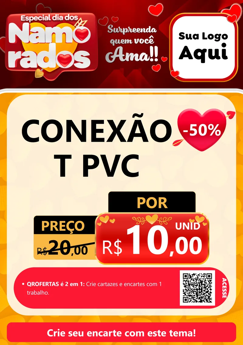 Modelo de Cartaz para Cartaz A4 Vertical com o tema Especial Dia dos Namorados para Tubos e conexões