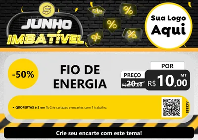 Modelo de Cartaz para Cartaz A4 Horizontal com o tema Junho Imbatível para Materiais Elétricos