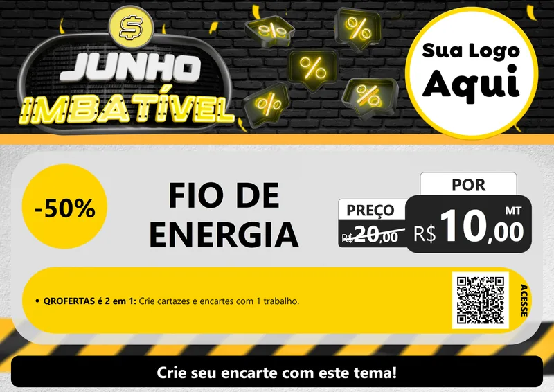 Modelo de Cartaz para Cartaz A4 Horizontal com o tema Junho Imbatível para Materiais Elétricos